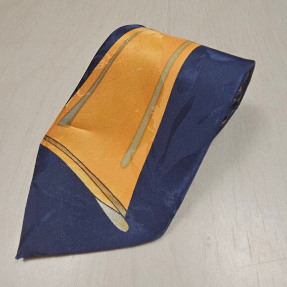 Retro Dimoda Hand Made Imported Peacock 100% Silk Tie clarinet Instrument Italy - Picture 1 of 5